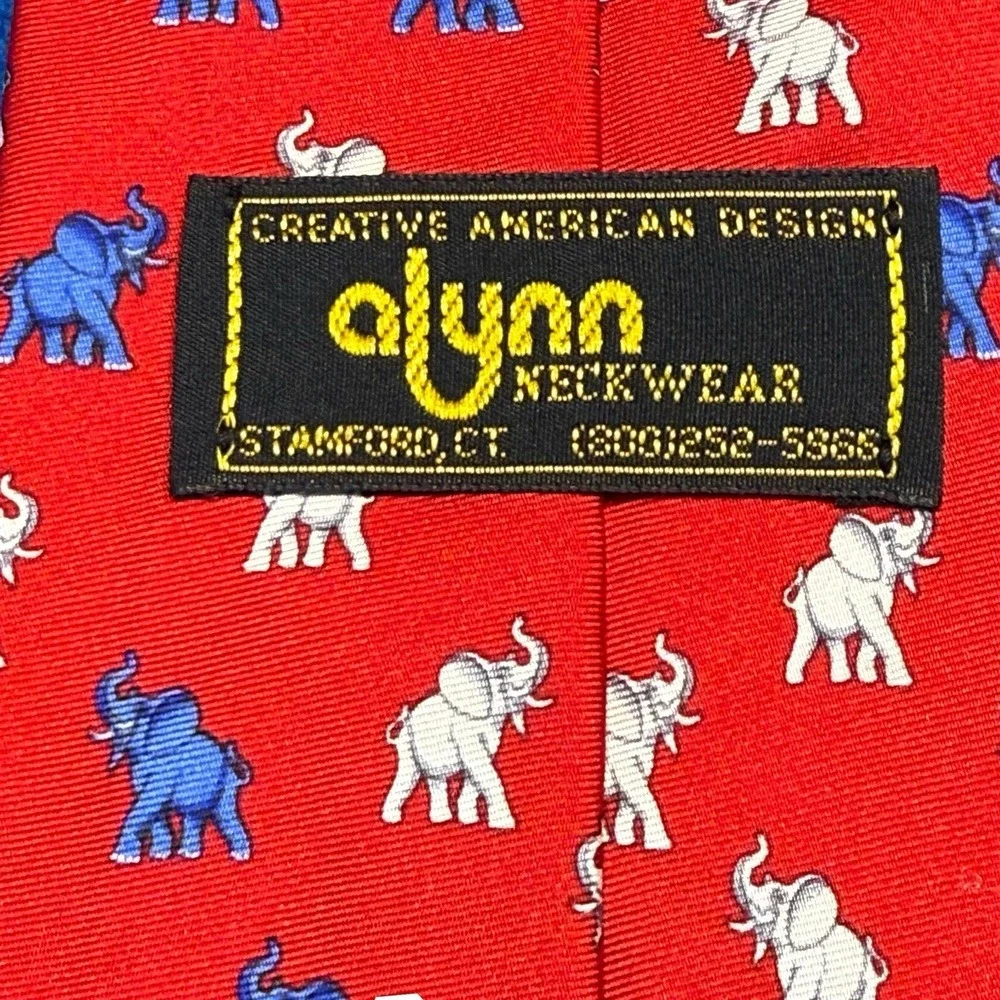 Alynn Necktie Red, White, and Blue Elephants - Republican Tie Made‎ In U.S.A